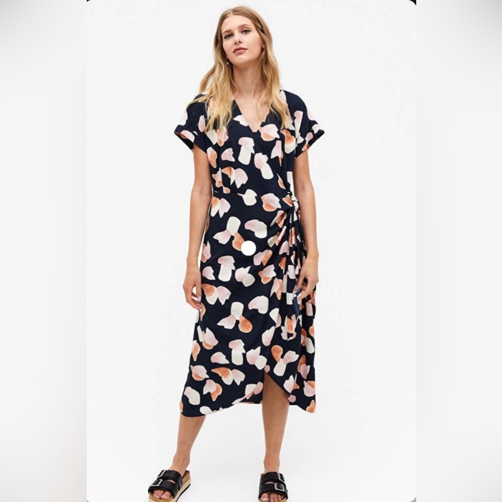 Monki Black and Pink Floral Midi Dress